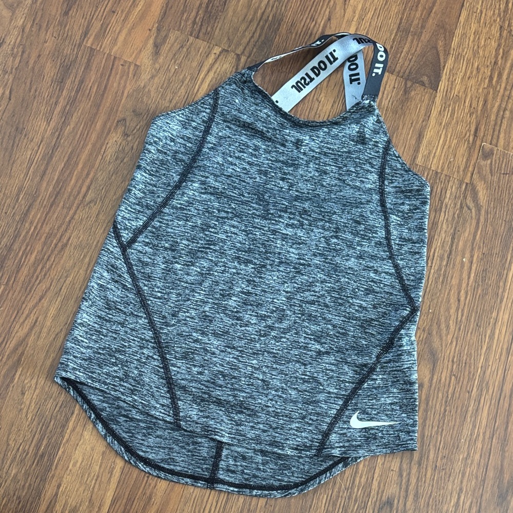 Nike Women's Grey and Black Tank Top